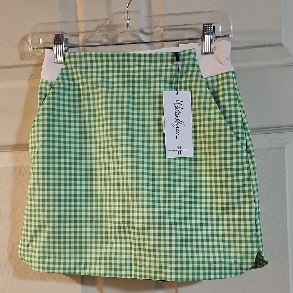 Walter Hagen Performance 11 LIGHTWEIGHT SKORT: GREEN FUSION GINGHAM: NWT: SZ XS